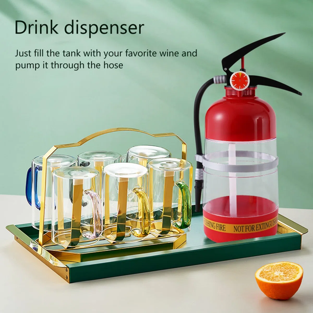 Distributore per vino da 2 l, per estintore, per feste, acqua, liquori, bar, accessori