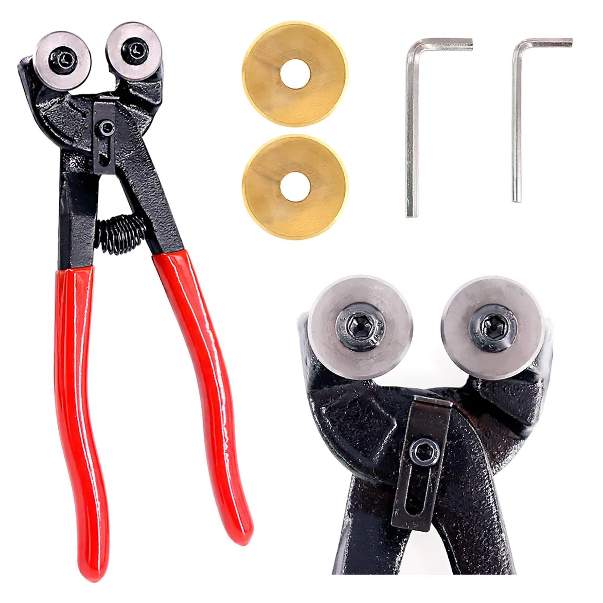 Swpeet - Set di 5 taglierini per mosaico in vetro, con 2 lame di ricambio e 2 chiavi a brugola (noti anche come tronchesina per piastrelle in vetro, pinze per piastrelle in ceramica)