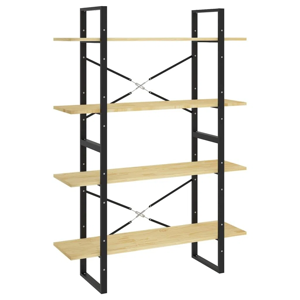 Scaffale per soggiorno, libreria, 4 scomparti, 100 x 30 x 140 cm, in legno massiccio, per libri, soggiorno, studio, ufficio