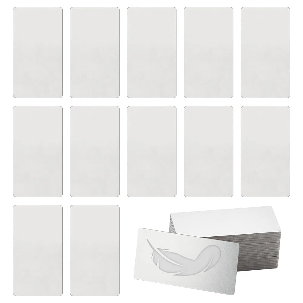 OLYCRAFT 30 etichette vuote in acciaio inox per incisione senza foro rettangolari 5 x 2,5 cm spazi vuoti per incisione su metallo incisione per fai da te e regali artigianali -Spessore 1 mm