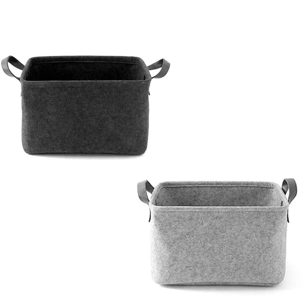Panier en Feutre, 2 Pièces Panier de Rangement en Feutre ,Panier en Feutre Avec Poignée, pour Vêtements, Serviettes, Articles de Toilette, Livres, etc. (S)