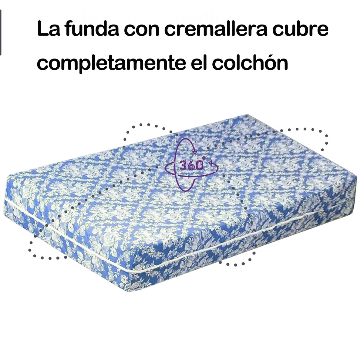 Coprimaterasso con chiusura a cerniera, copre materasso per letto 180 x 200 cm + 25 cm, facile da applicare, impermeabile, morbido e piacevole 100% poliestere. Fiorito