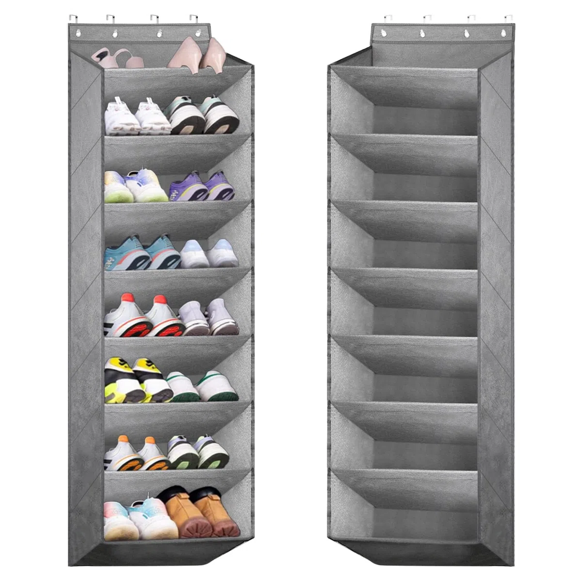 Scarpiera porta, scarpiera da appendere, organizer per scarpe, porta con 8 tasche profonde, adatta a 20 paia di scarpe (grigio)
