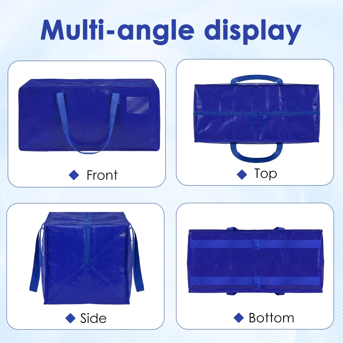 Set da 4 Borse da trasloco extra large, Scatole trasloco con cinghie per zaino, zip e manici resistenti, Borsa Portaoggetti Grande in Poliestere, impermeabili Borsa di stoccaggi per piumoni, vestiti