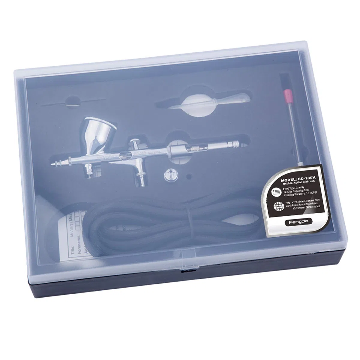 Fengda Elite Aerografo Pistola doppia azione Kit Aerografo a gravità Aerografia Set FE-180K con 0,2 mm / 0,3 mm ago/iniettore e tubo