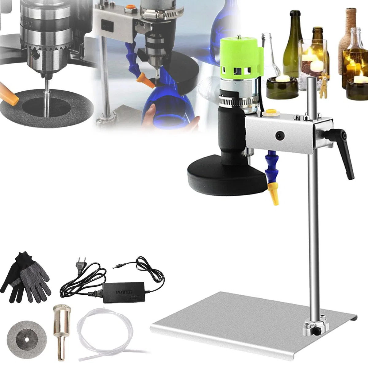Tagliavetro Per Bottiglie, Tagliavetro Elettrico Bottiglie 150W 6000R/Min Tagliabottiglie Taglierina Bottiglie Vetro Utensile Taglio 7 Velocità Per Bottiglie Vino Bottiglie In Ceramica Vetro Marino