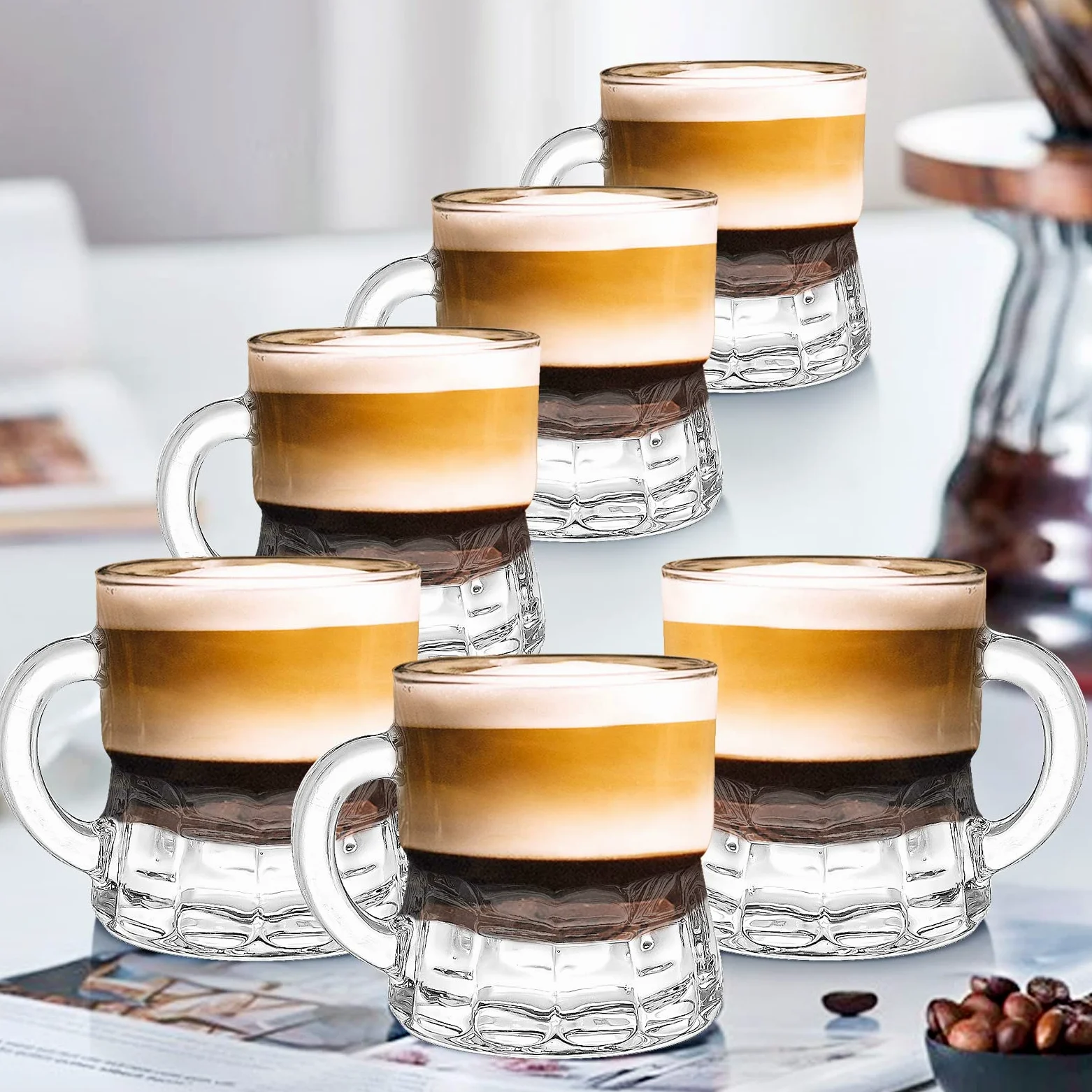 Boccale da Birra, Bicchieri da Shot 2 oz Boccali da Birra in Vetro Mini Mason Trasparenti Bicchieri Piccoli per Succo Bicchieri da Degustazione per Bevande Festa della Birra (Vetro, Confezione