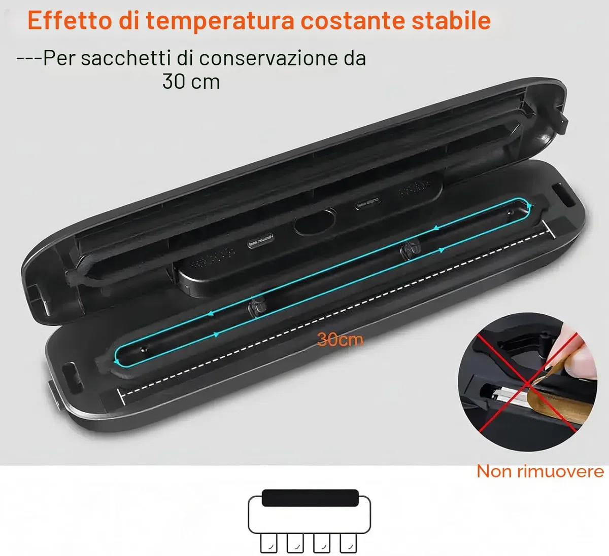 Sottovuoto automatico per alimenti, sigillatura sottovuoto one-touch per la conservazione di alimenti secchi e umidi, macchina sottovuoto compatta (Nero puro)