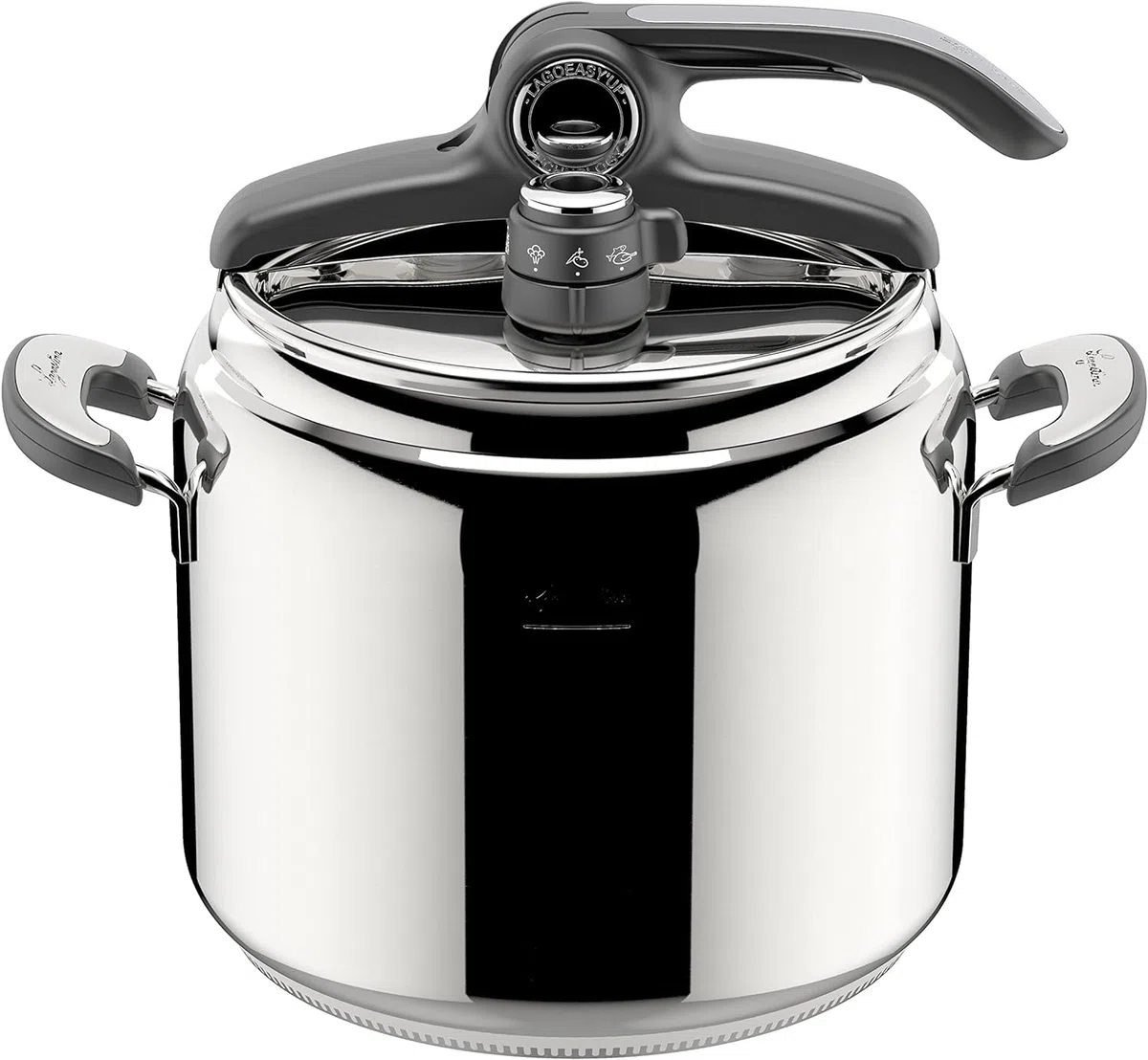 Lagostina Novia Vitamin Lagoeasy'UP Pentola a Pressione 9 L in Acciaio Inox 18/10 Ø 24 cm, Pentola Induzione e Gas, Coperchio con Apertura Facilitata, Inclusi Cestello, Ecodose e Ricettario