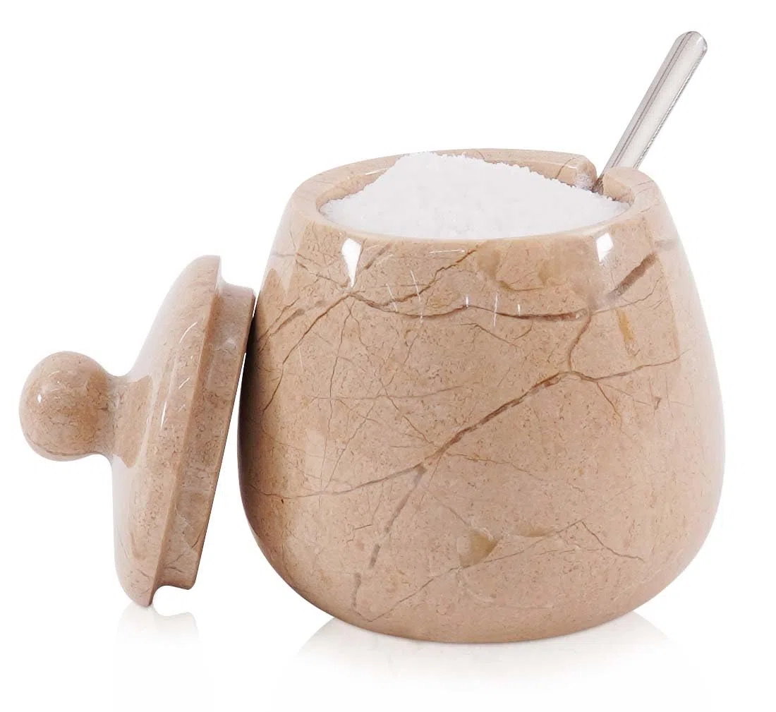 MARBLE RANGE Salina in marmo con coperchio Verona 8,4 cm contenitori per spezie fatti a mano, porta sale con coperchio e cucchiaio, contenitori per sale e pepe, cantina per sale per tavolo da cucina