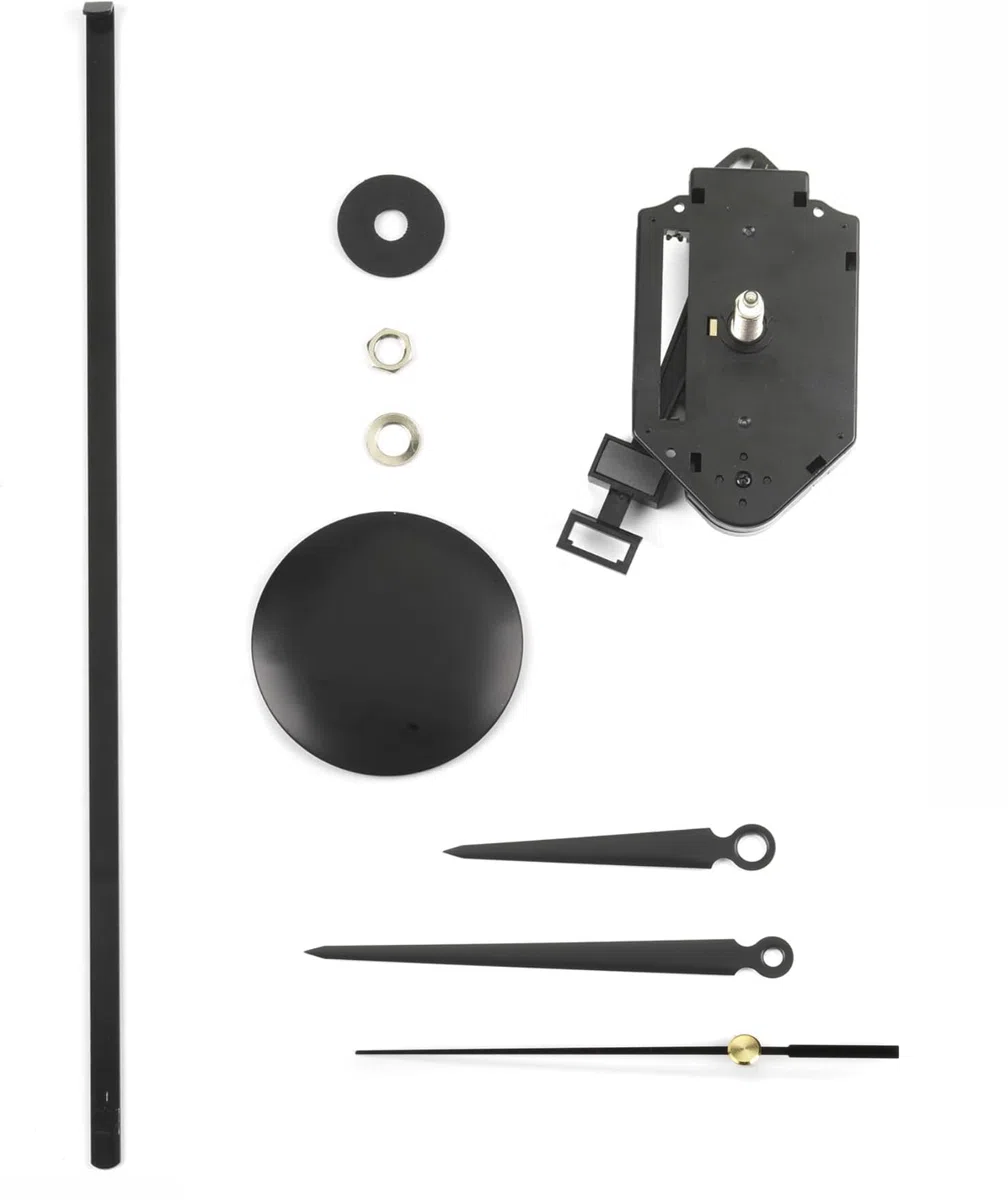 Clock-it Meccanismo Orologio Pendolo di qualità con H canotto 24mm, Lancette Metallo Nere. Azienda Italiana specializzata.