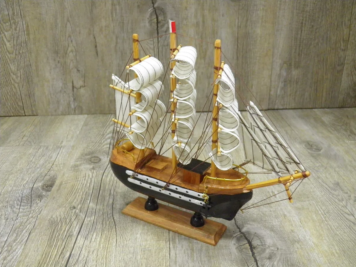 VELIERO Amerigo VESPUCCI MODELLINO Riproduzione in Legno E Tela 24 cm Medio