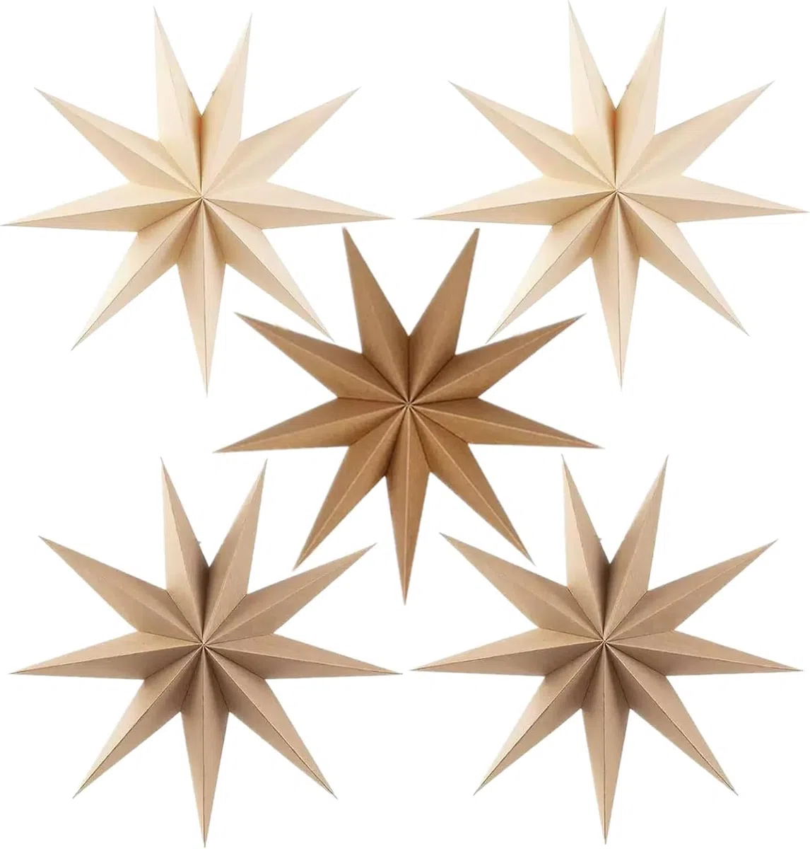 Stella pieghevole di Natale, 5 pezzi, decorazione natalizia,Decorazione a Forma di Stella di Natale, in carta, decorazione per finestre, avvento, albero di Natale