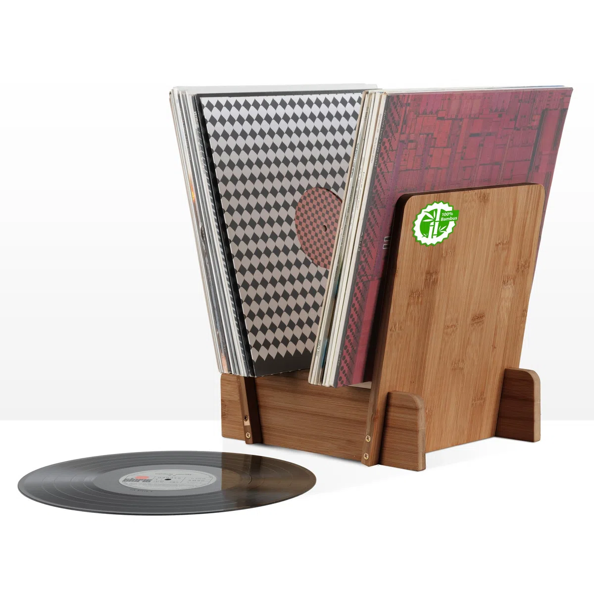 Stagecaptain LPSB-40 Porta LP in Bambù Scaffale - Contenitore per Vinili e altro - Porta Dischi per fino a 40 LP - Supporto Robusto, Resistente all’Umidità - Marrone