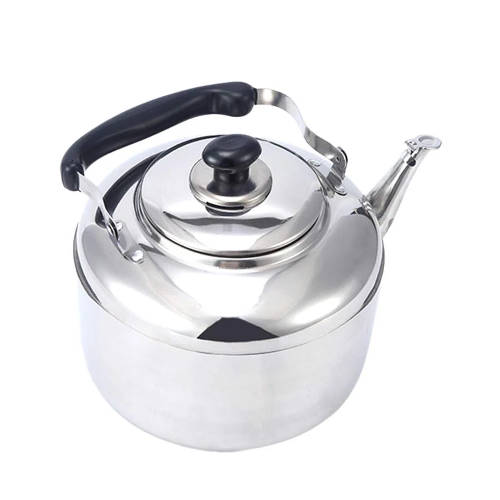 Fenteer Bollitore per tè Fischietto Teiera in Acciaio Inox per Cucina A Casa Campeggio All'aperto Stufa A Gas 4L/5L/6L - Argento, 4L