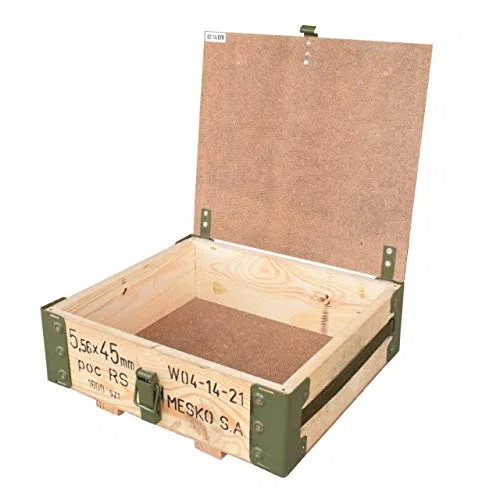 Piccola scatola per munizioni tipo RG-42 in tonalità naturale, 48 x 31 x 16 cm, militaria