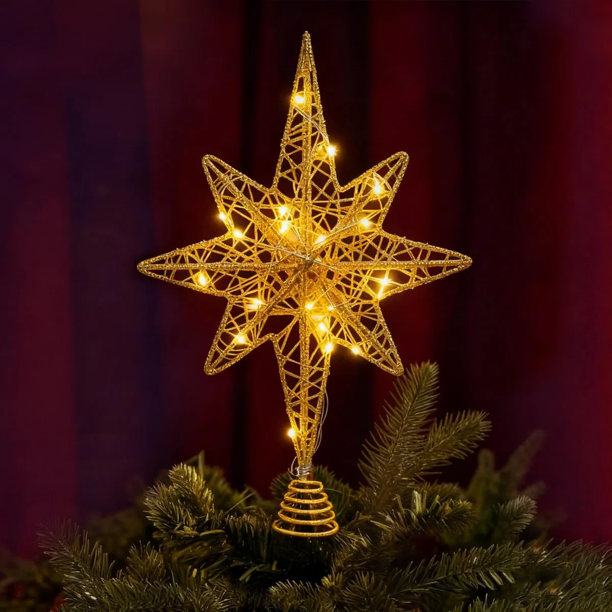 Stella Albero di Natale, Puntale Albero di Natale Luminoso, Puntale Alberos Natales con Luci A 20 LED per L'interno Dell'ufficio, Decorazioni Alberos di Natales Capodanno