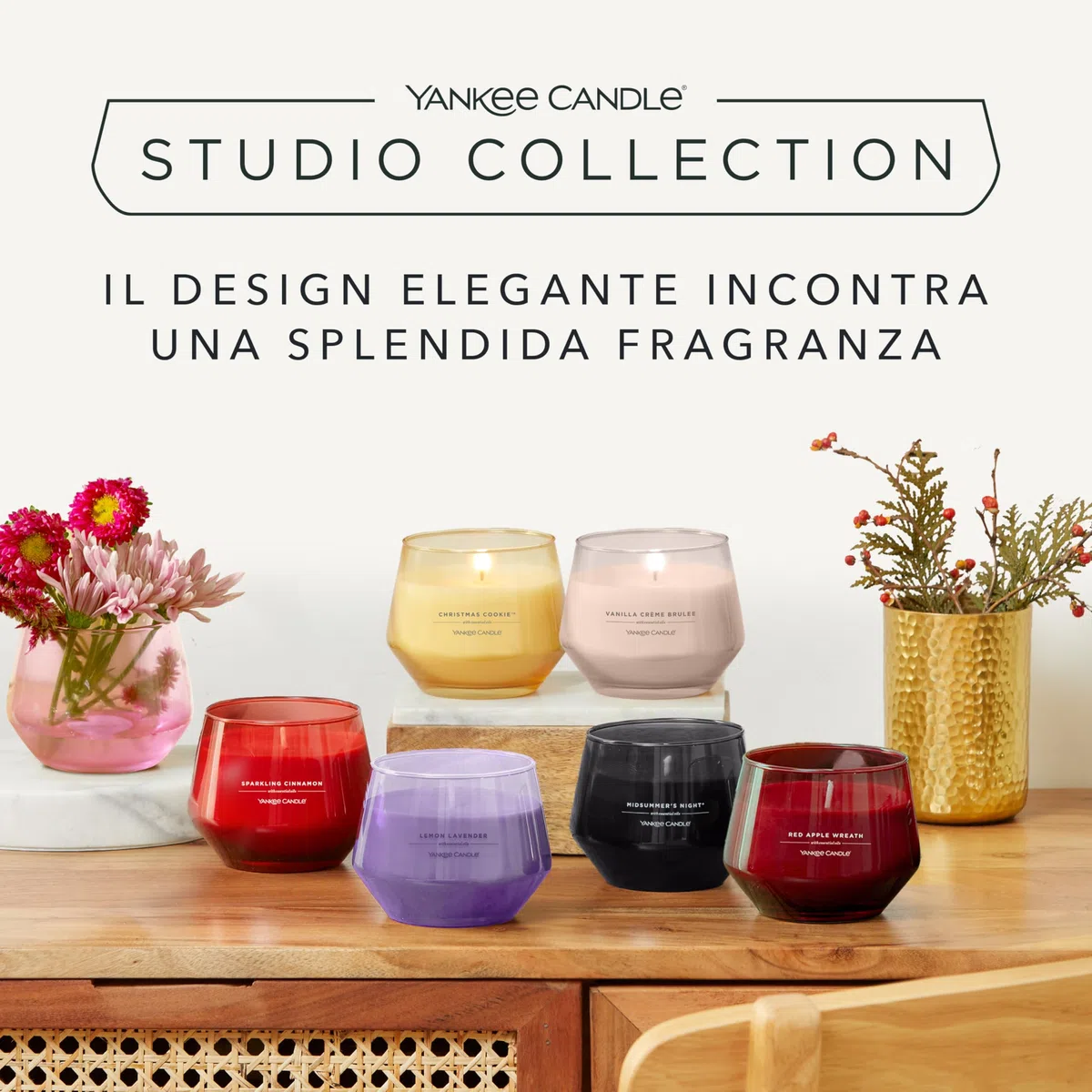 Yankee Candle Studio Candele profumate Candela media Chrsitmas Cookie|Candele di lunga durata: 35-50 ore| Elegante design in vetro con cera viola| Regalo perfetto per le donneregali per le mammeregali
