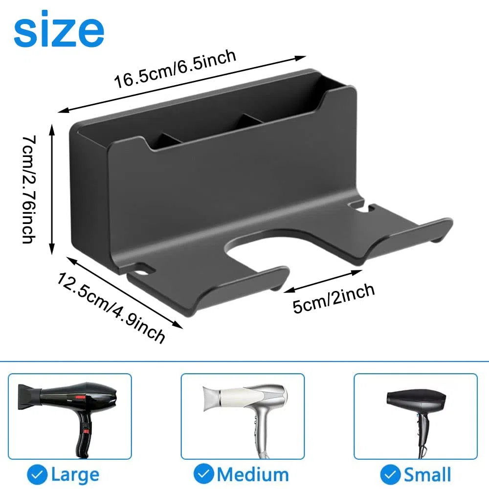 Porta Phone Bagno da Muro, Porta Asciugacapelli, supporto Asciugacapelli, Porta per Asciugacapelli da Parete, Supporto Phon da Parete, Autoadesivo, da Appendere Alla Parete per il Bagno (Bianco)