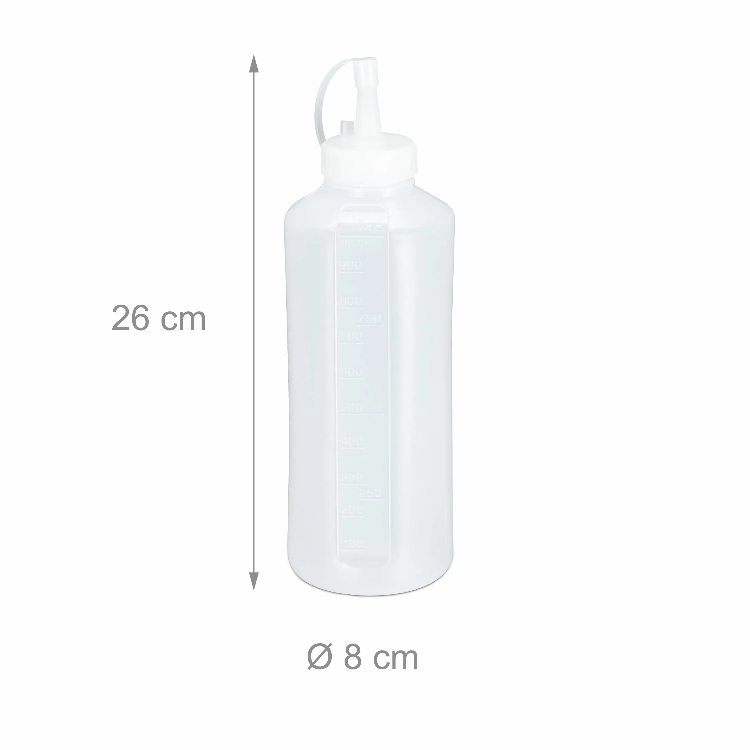 Relaxdays 8 flaconi da spremere da 1000 ml, per Salse, Bottiglia a spruzzo da riempire, spremere in plastica, Bottiglia di Salsa, Trasparente