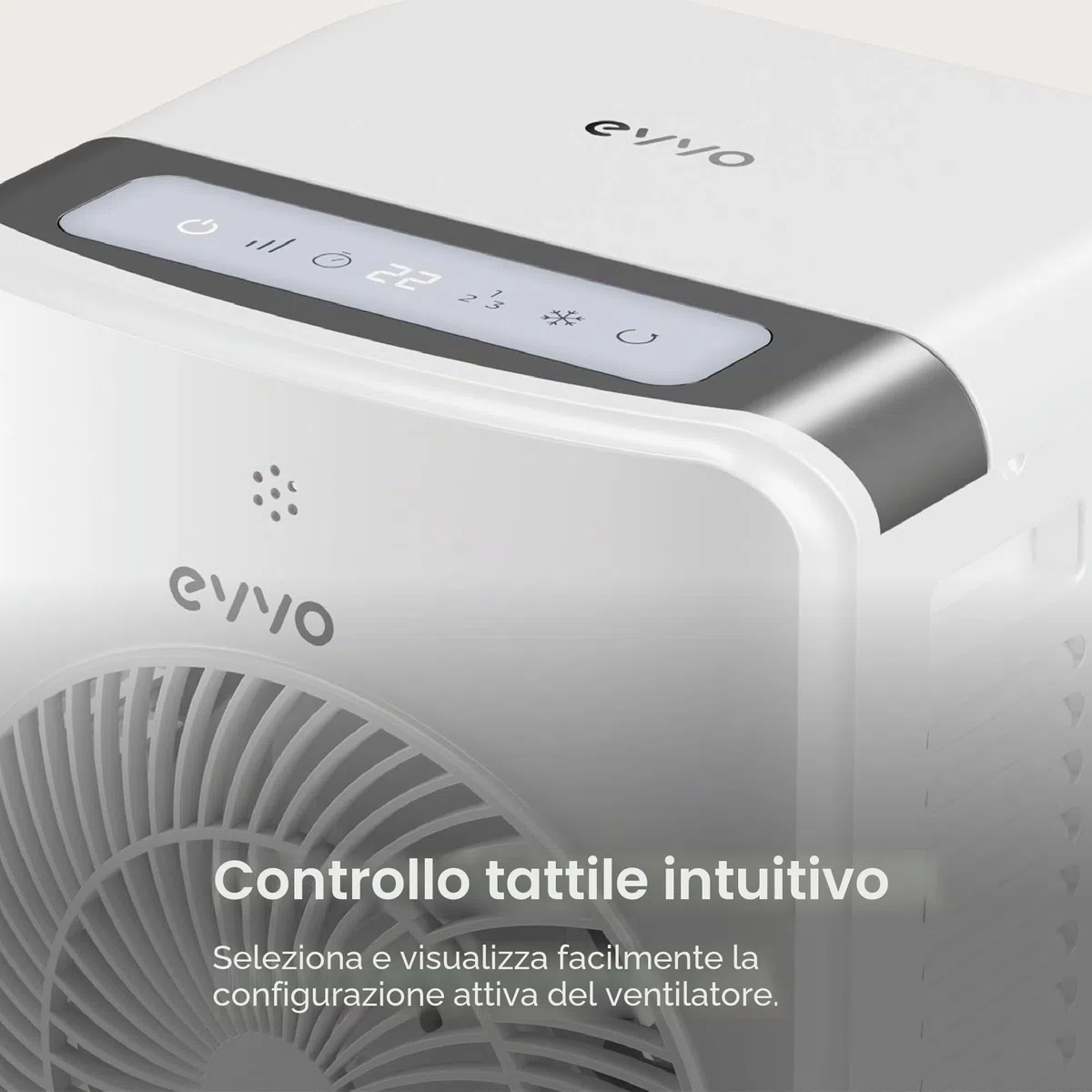 EVVO AC750 Ventilatore evaporativo - Climatizzatore portatile ad aria fredda senza installazione con acqua e ghiaccio, 3 velocità, 2 modalità, funzione fredda, oscillazione, timer 12 ore e telecomando