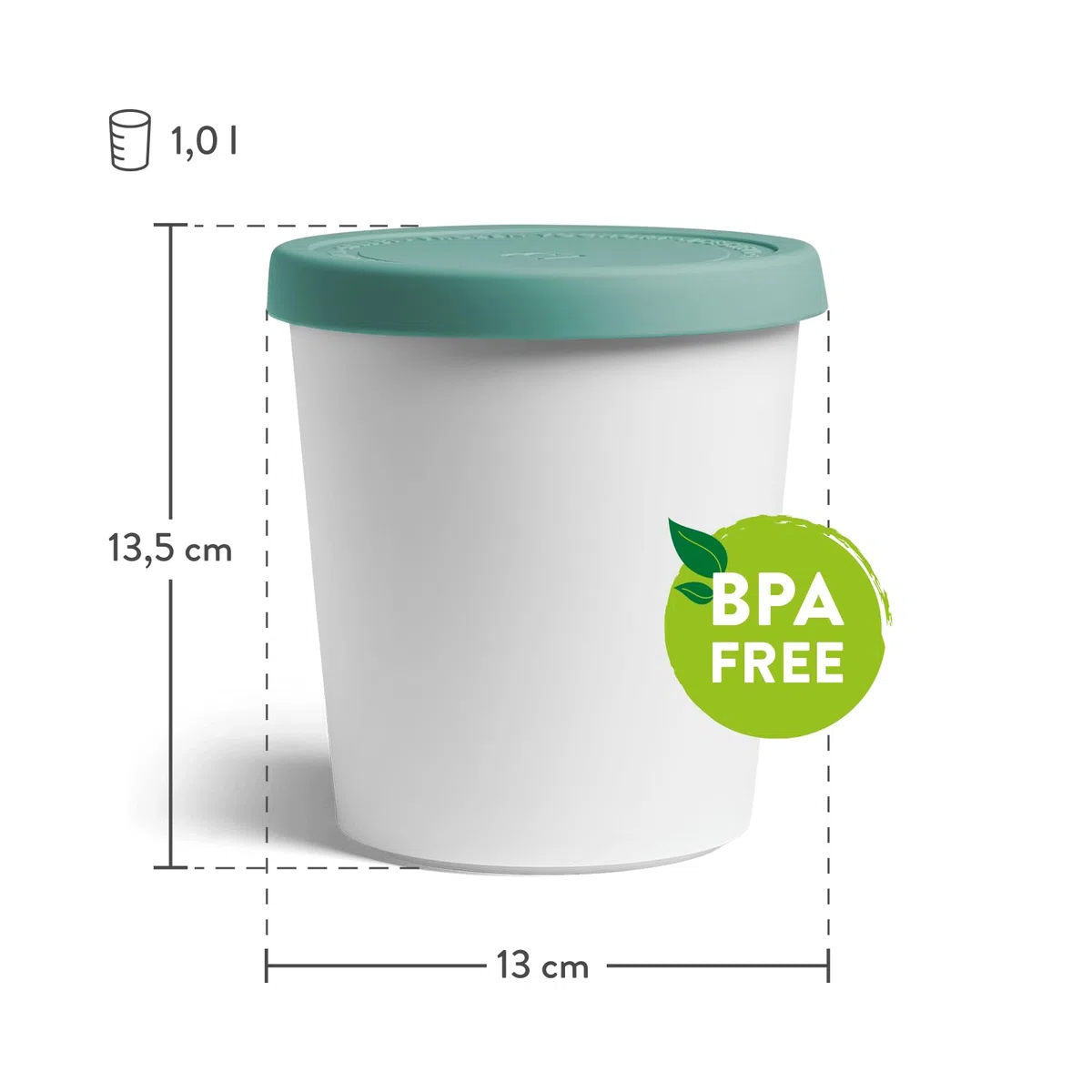 Set di Contenitori per Gelato da 2 Pezzi 1L, Contenitori Alimentari BPA-free, Contenitore Congelatore, Contenitore per Conservare