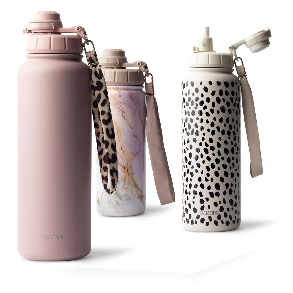 MAMEIDO Borraccia Termica con Cannuccia 1,2 l, Termo Isolata senza Perdite, Thermo per Bevande Calde, Senza BPA, Borracce Termiche Inox Palestra (Powder Blush)