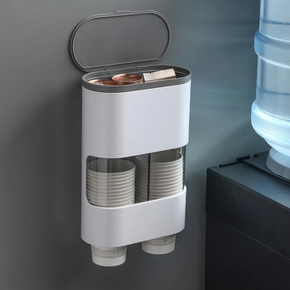 MH - Supporto per Bicchieri di Carta,Distributore di bicchieri monouso,Dispenser Bicchieri(grigio)