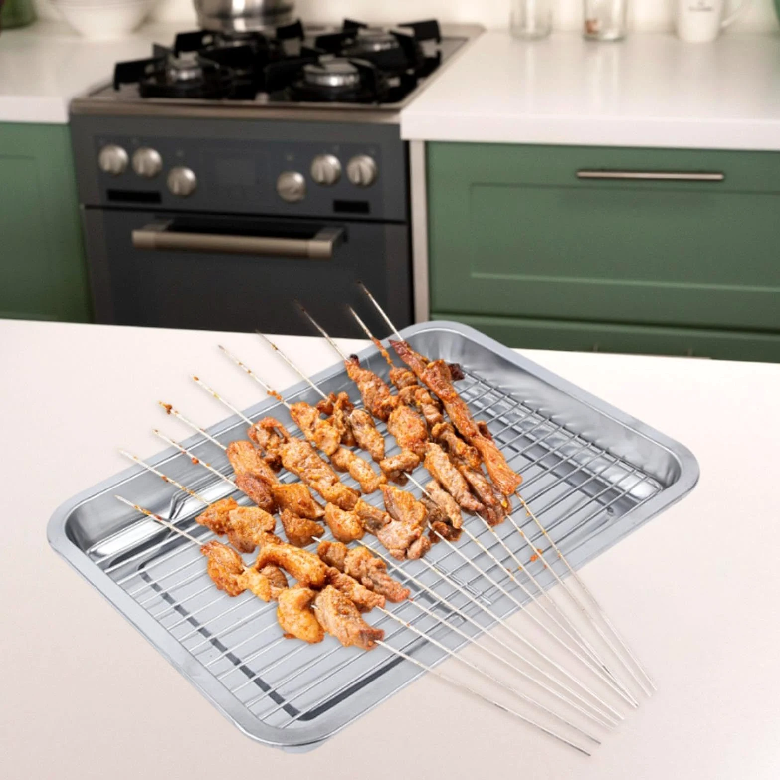 Teglia da forno con griglia di raffreddamento, teglia per biscotti per cucinare e grigliare, multicolore, 50 cm x 35 cm x 4,8 cm