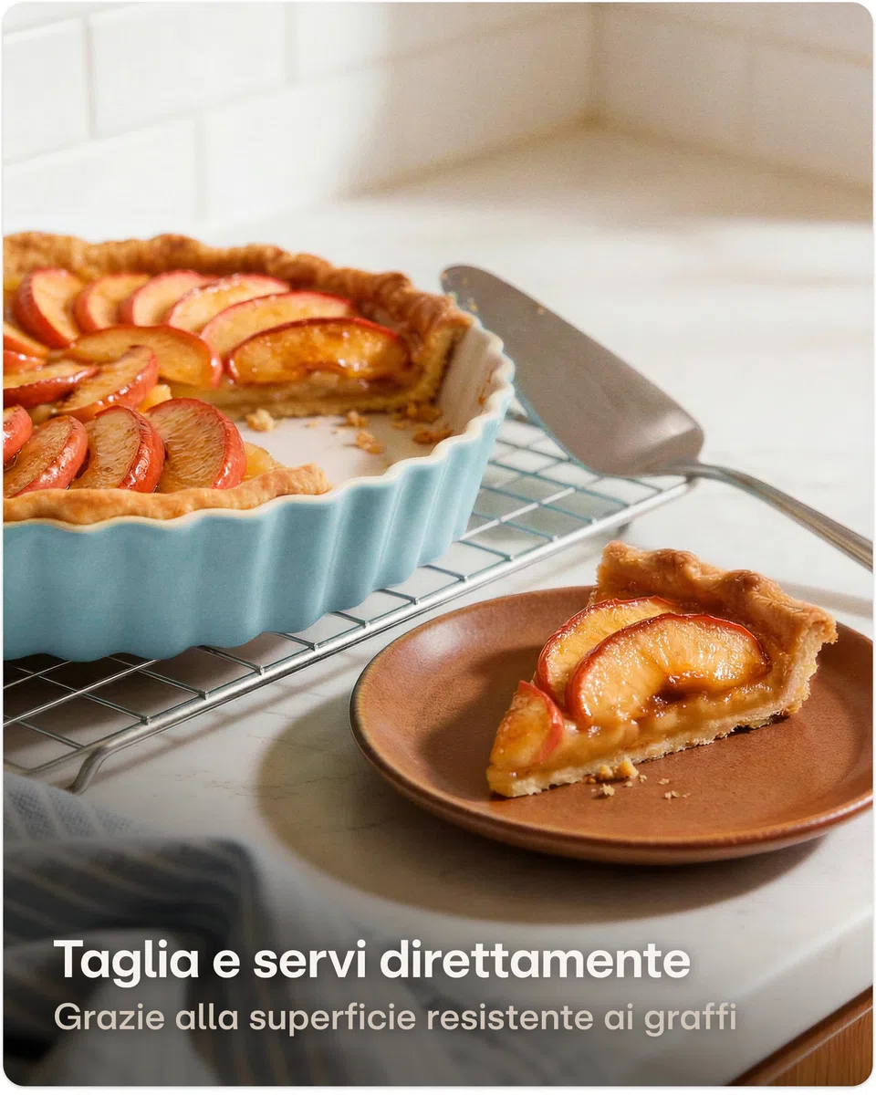 Praknu Teglia per torta in ceramica, 28 cm, bordo alto, con rivestimento antiaderente, resistente ai graffi e ai tagli, facile da pulire (blu)