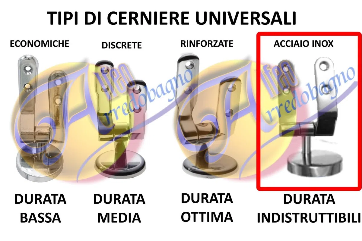 Cerniere coprivaso sedile wc copriwater ad espansione di ricambio UNIVERSALI in ACCIAIO INOX (COPPIA)