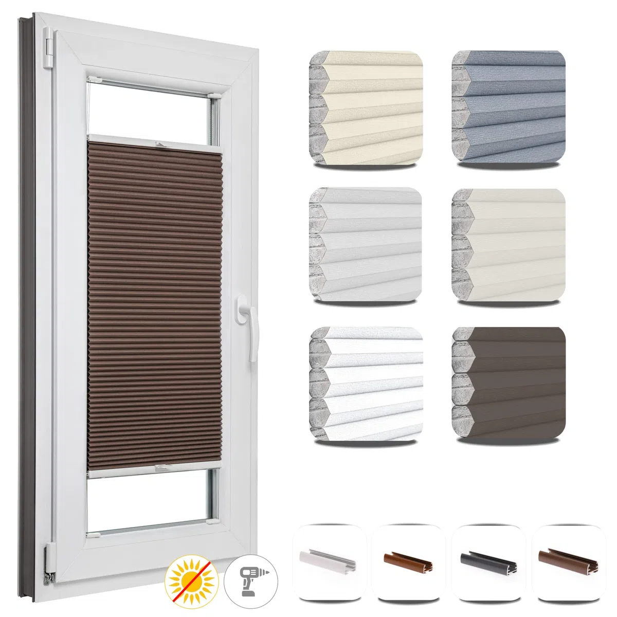 Doppia Plissettata Tenda a Nido d'Ape con Foratura Oscurante Termica Tenda Plissettata Personalizzabile Altezza 50-149 cm