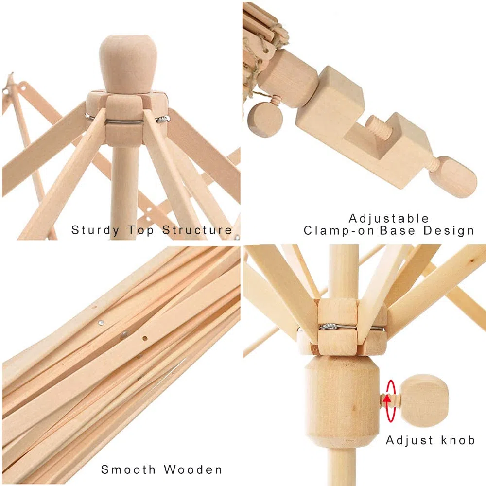 Arcolaio per filato, avvolgitore rapido a ombrello per matasse di fili, natural color, #1