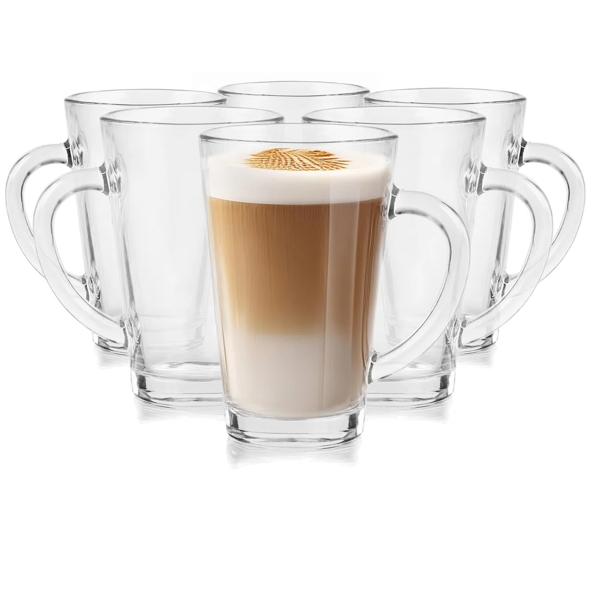 Glasmark Krosno Latte Macchiato Set di 6 bicchieri da tè con manico, bicchieri da dessert per acqua, caffè e vin brulé, 6 x 300 ml