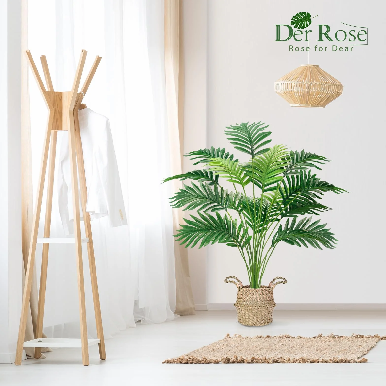 Der Rose Piante artificiali per interni Palma in vaso, 71 cm, pianta finta ideale per la decorazione di soggiorno, camera da letto, ufficio e giardino (1 vaso)