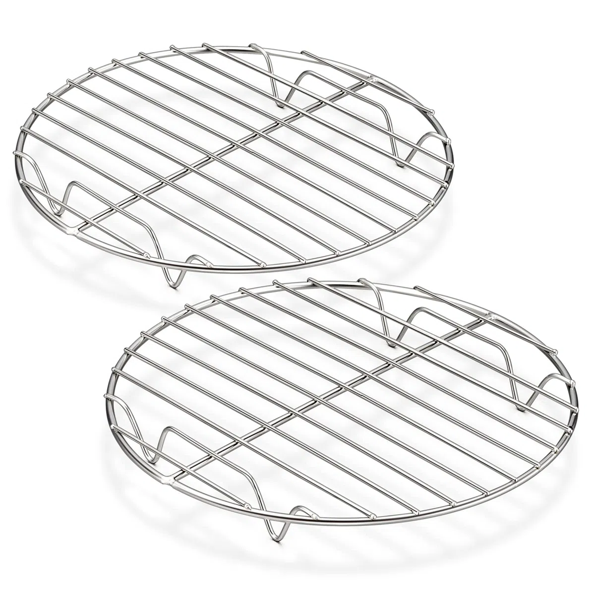 HaWare Griglia di raffreddamento rotonda, set da 2 pezzi, 100% acciaio inox, griglia di raffreddamento per cottura a vapore, ideale per pentole/forno, teglia per torte, forno e lavastoviglie (19 cm)