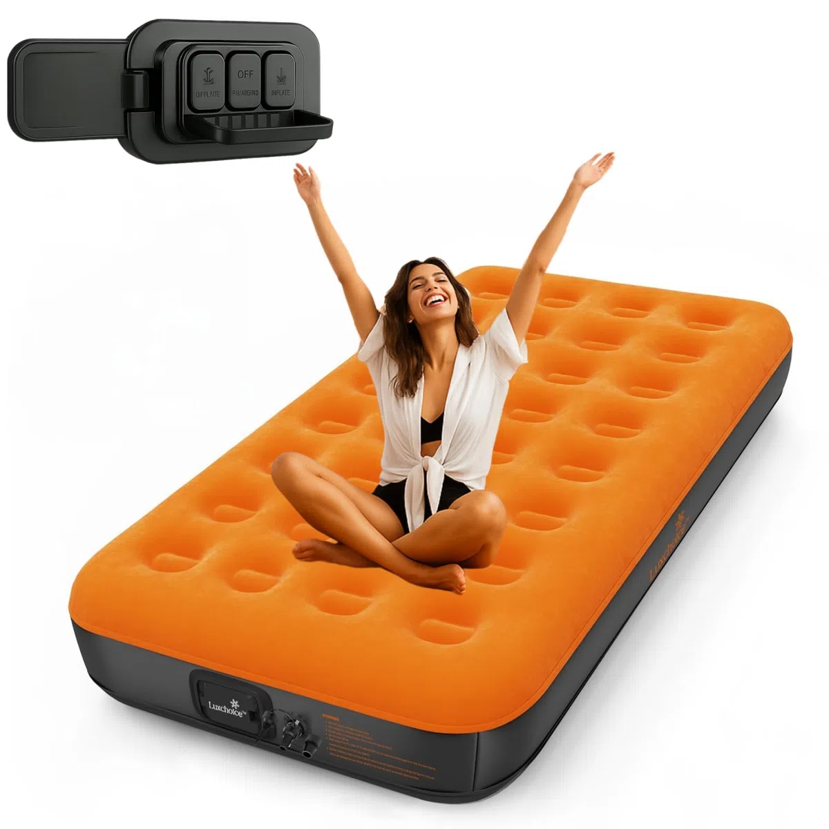 Luxchoice Materasso Gonfiabile con Pompa Portatile 3 Minuti Rapidi Gonfiaggio Letto Gonfiabile Singolo Matrimoniale per gli Ospiti che Pernottano Camping Viagg
