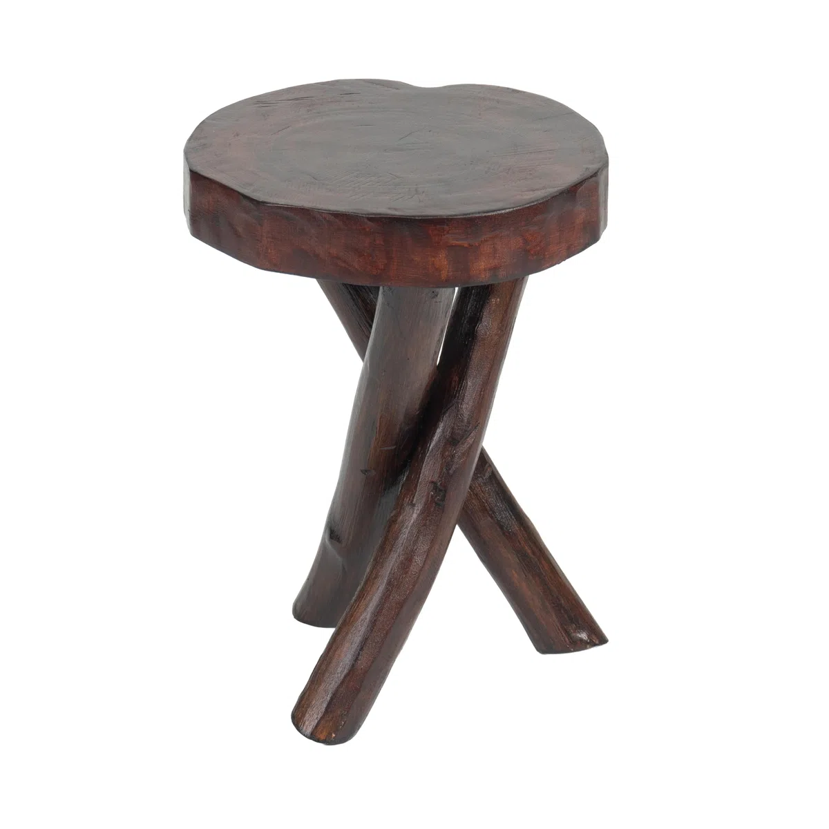 DESIGN DELIGHTS Robusto tavolo rotondo in legno teak 40 | 41 x 34 cm (altezza x diametro), in legno antico | tavolino rustico, poggiapiedi, tavolo in legno, sgabello per fiori