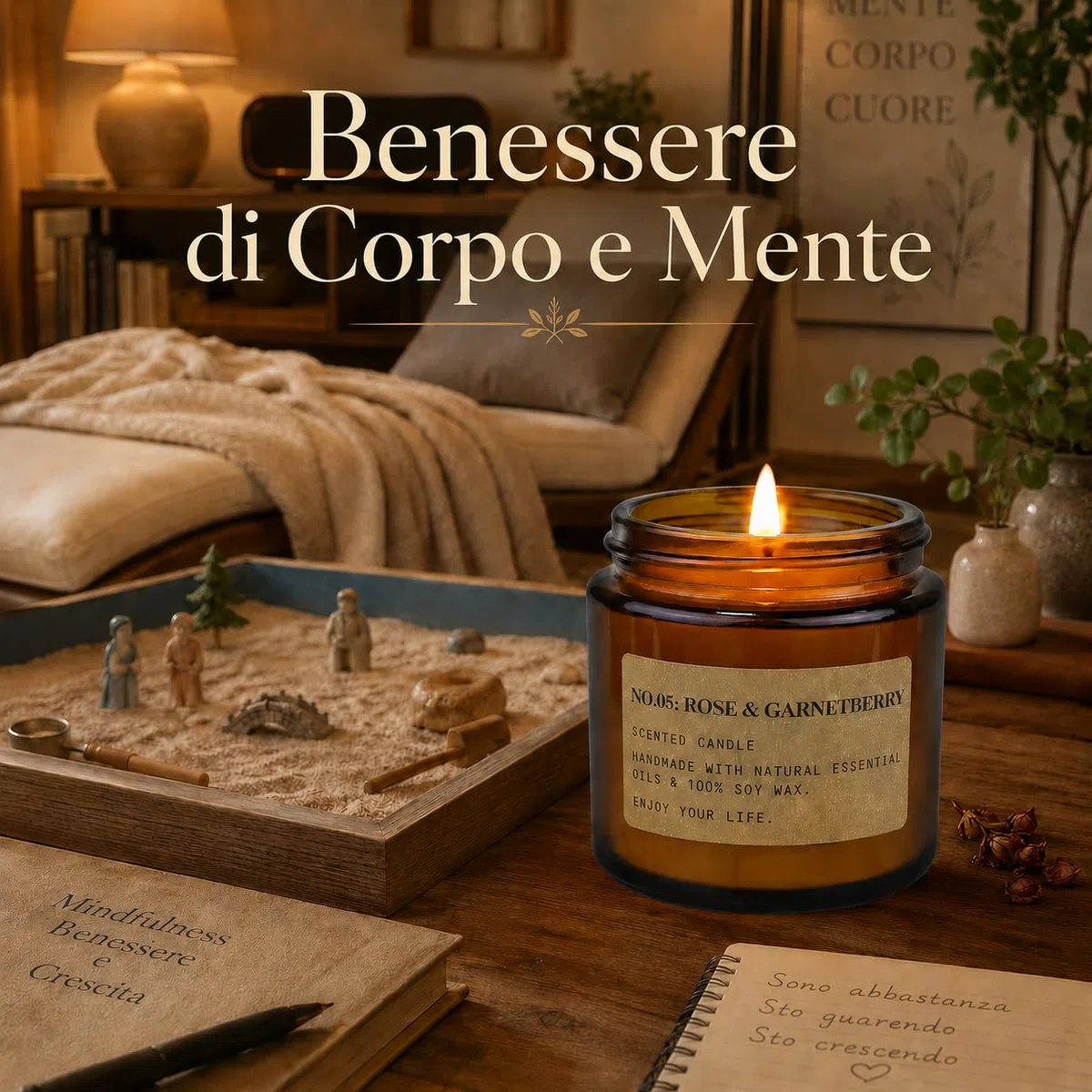 Candele Profumate Set di 8 Pezzi in Vetro, 800g Cera di Soia Profumo di Rose, Legno di teak, Amber, Menta und Grapfruit Aromaterapia Set Candele Compleanno Regalo per Mamma, Durata Fino a 200 Ore