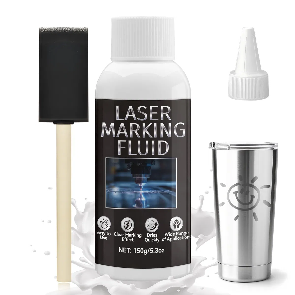 Liquido per Marcatura Laser, Fluido per Marcatura Laser, Incisore Laser Metallo, Polvere per Marcatura Laser,per Metallo Gioielli Vetro Alluminio Acciaio Inossidabile e Altri Materiali,150ml