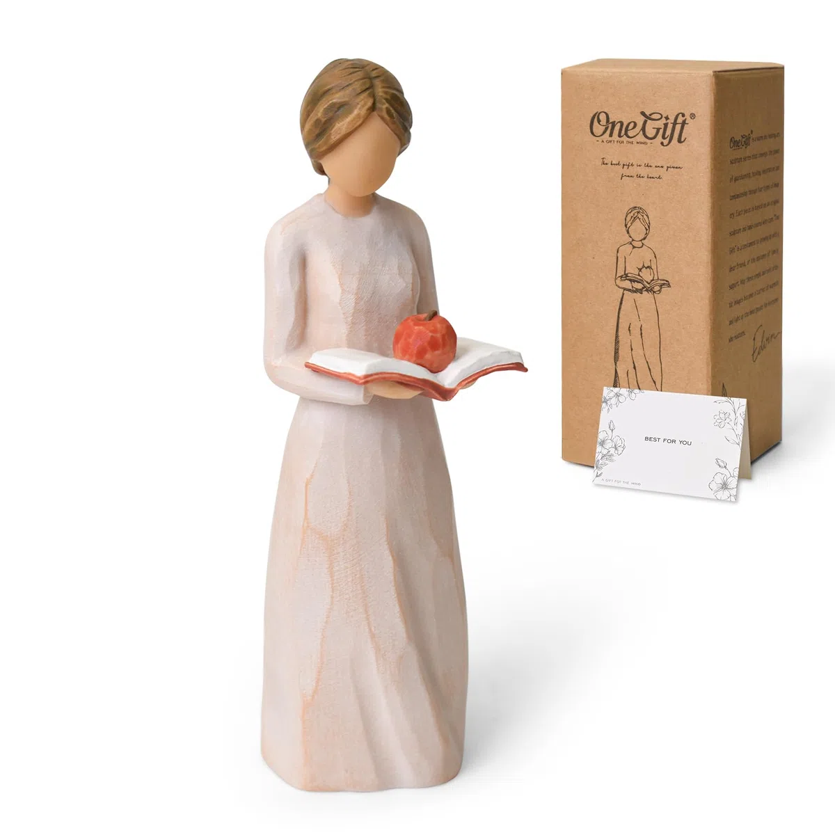 Lnrkai Regali di apprezzamento per insegnanti, statuette in resina dipinte a mano di donne in pensione, insegnanti, decorazione per scrivania per la casa, per la guarigione, apprezzamento e
