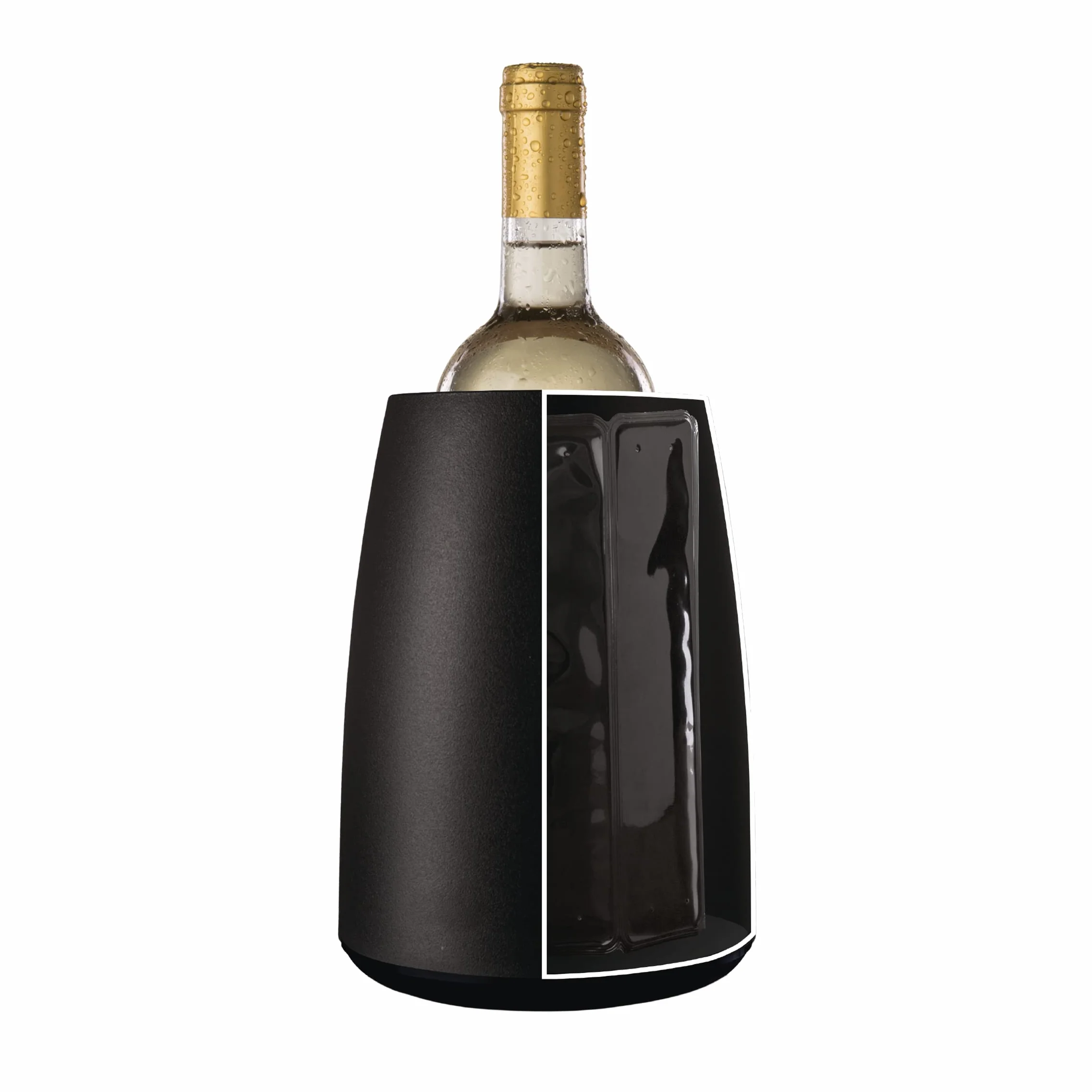 Vacu Vin Raffreddatore per Vino - Acciaio Inox - Glacette Riutilizzabile per Bottiglie di Vino Standard - Nero