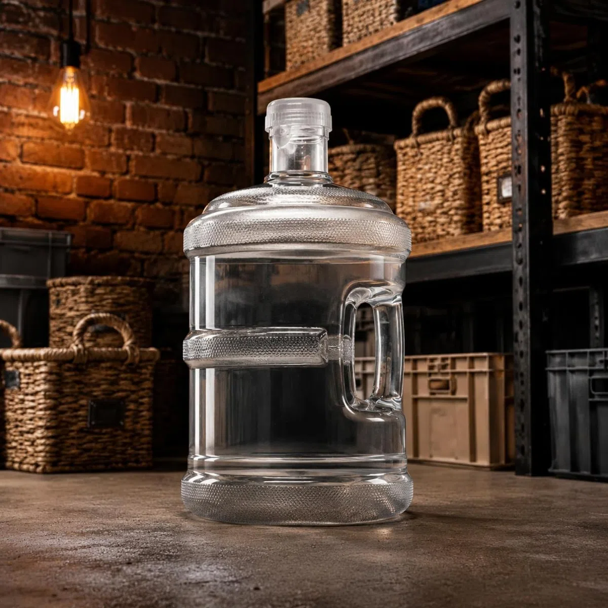 Bottiglia Acqua in PC Plastica Ispessita Tanica Acqua con Manico Portatile Bottiglione Trasparente con Tappo per Casa, Ufficio, 11.3 Litri