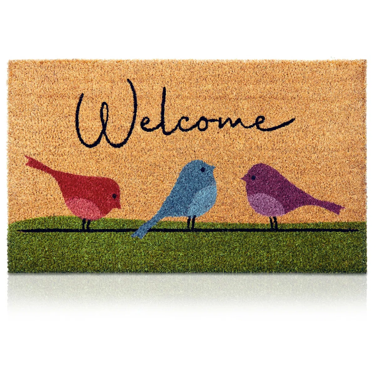 Zerbino Uccelli Colorati Fibra di Cocco - 70x40cm - per Ingresso Casa con Superficie Antiscivolo in PVC -Per Corridoi, Porte Esterne-Accessori per la Casa-Design Minimalista Originale
