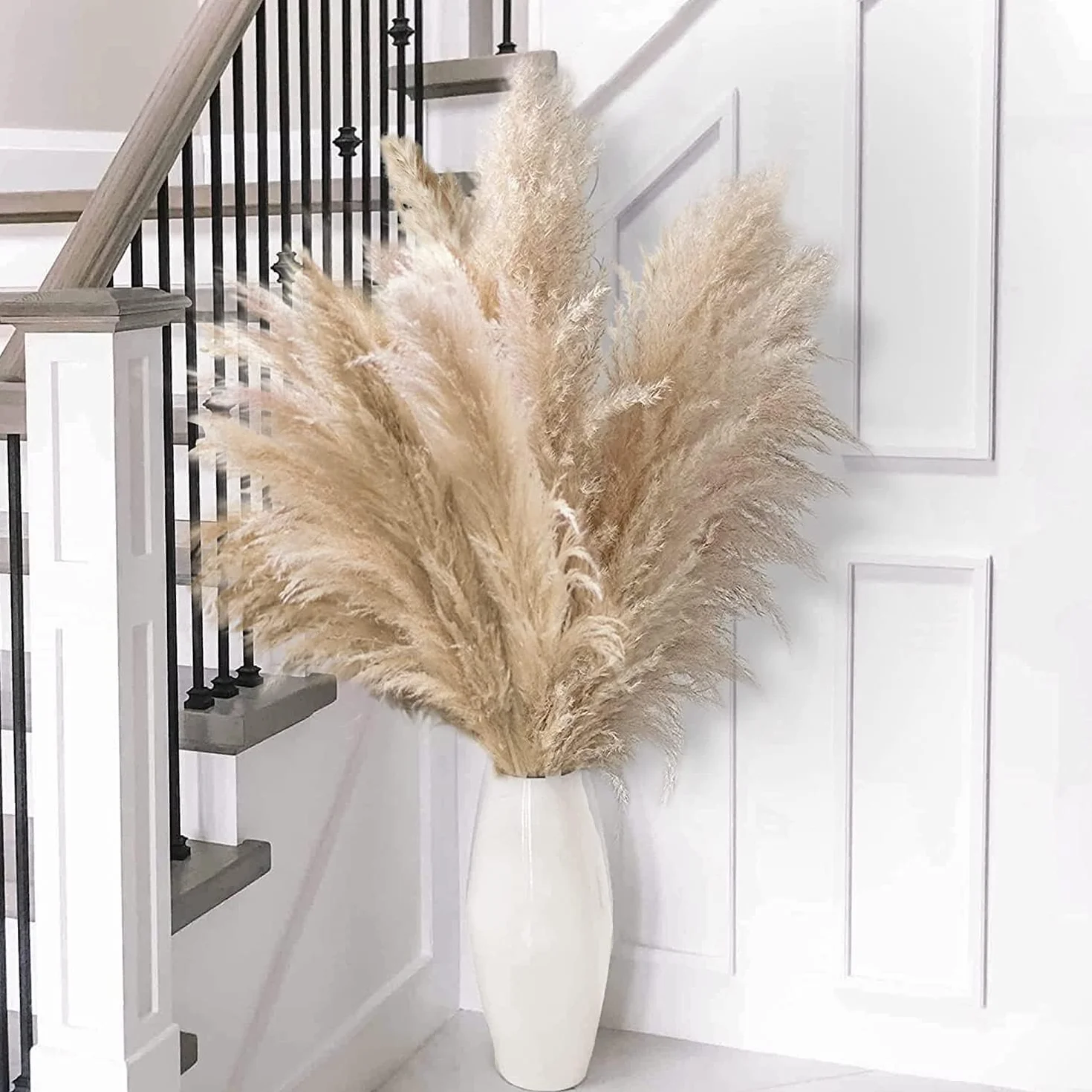10 Pezzi 100cm Grandi Fiori di Pampa Artificiali Soffici,Piume Erba Della Pampas Naturali,Boho Home Decor,Decorazione Alta di Erba di Pampa Naturale,per Matrimoni,Feste