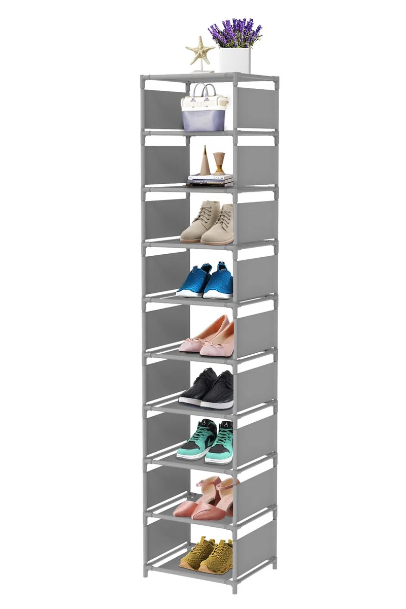 Esonstyle Scarpiera a 10 Ripiani in Metallo - Stretta per 10 Paia di Scarpe Alte - Salvaspazio Slim per Soggiorno, Ingresso, Corridoio e Guardaroba