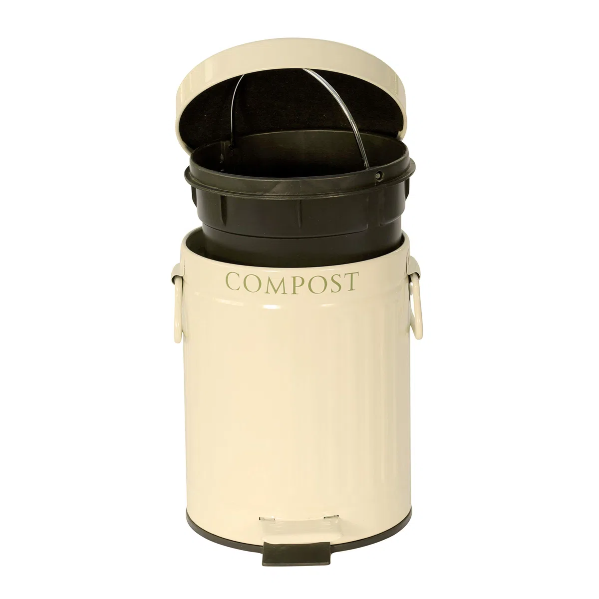 KitchenCraft Mini Pattumiera a Pedale per Rifiuti Organici da Cucina, in Metallo, Capacità 3 Litri, Colore Crema