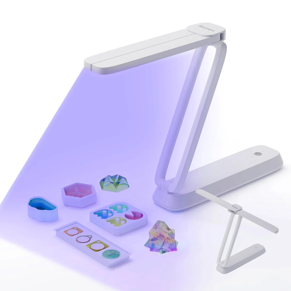 Luce UV Pieghevole Resiners 3 in 1, Mini Lampada LED UV, Kit in Resina per Resina, Bianco