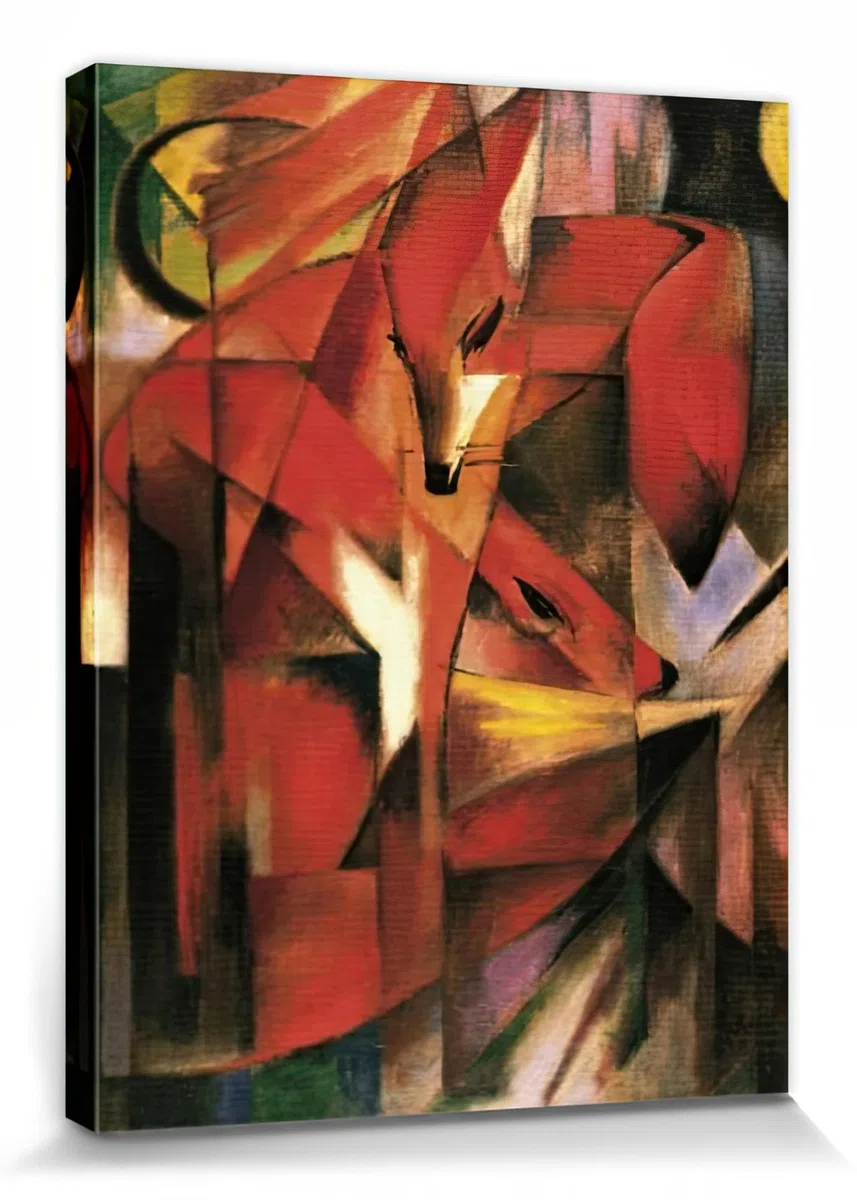1art1 Franz Marc Poster Stampa Artistica su Tela Volpi, 1913 Quadro da Parete sulla Barella | Murale XXL | Immagine 80x60 cm