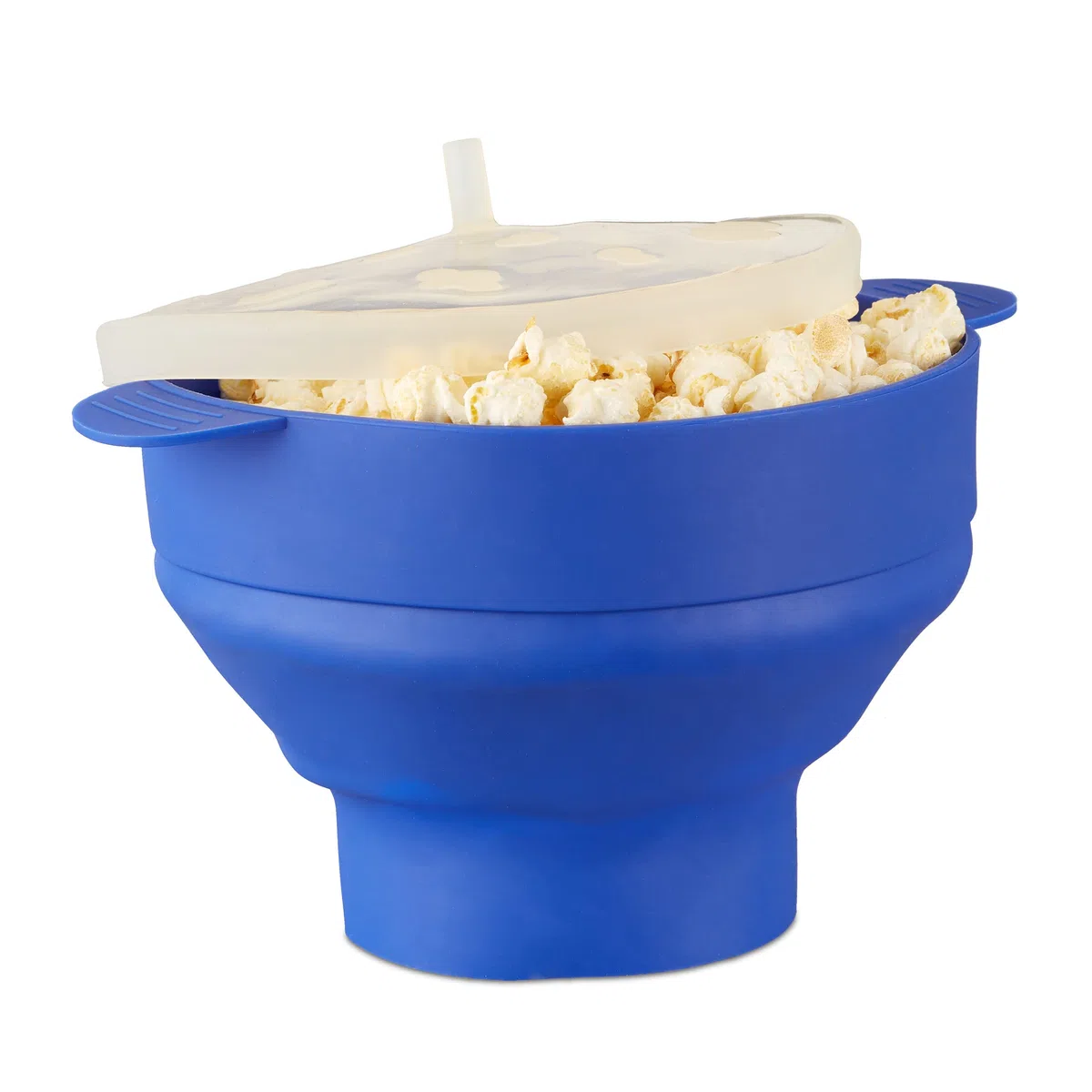 Relaxdays Popcorn Maker in Silicone da Microonde, Pop Corn Popper Pieghevole, Senza Olio, Ciotola Cuoci Pop-corn, Blu
